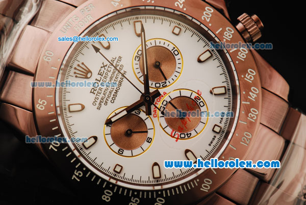 Rolex Daytona II Automatic Movement Brown PVD Case and Strap with White Dial and White Markers - Click Image to Close